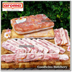 Aroma Bali frozen pork BACON STREAKY whole cuts +/- 3kg/pc (price/kg)